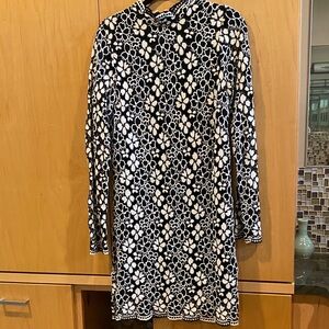 Tracy Reese Black and White Floral Long Sleeve Dress
